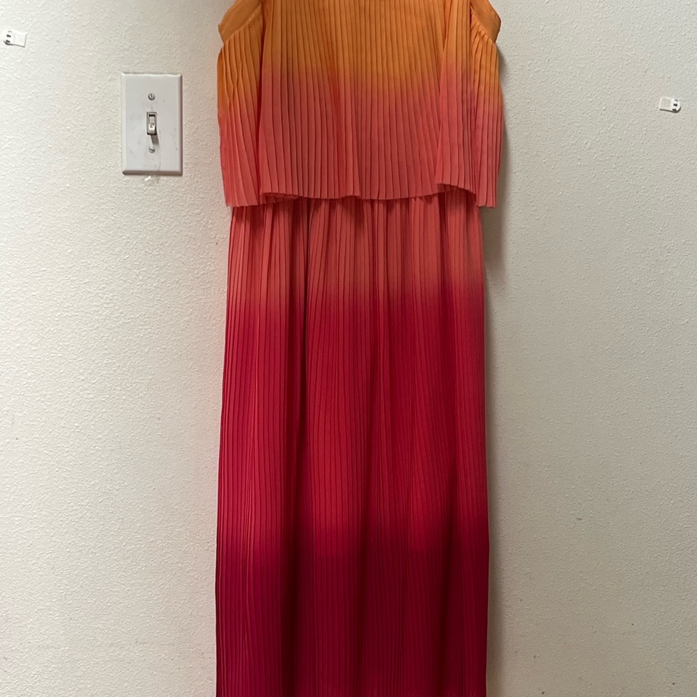 Leith Orange Pleated Midi Dress - Picture 7 of 8